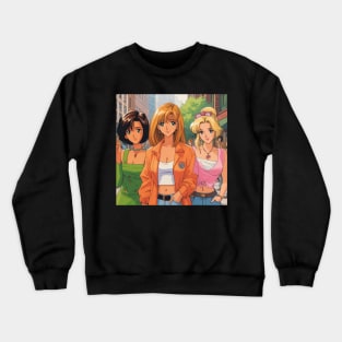 Friends in anime style - 3/4 designs Crewneck Sweatshirt